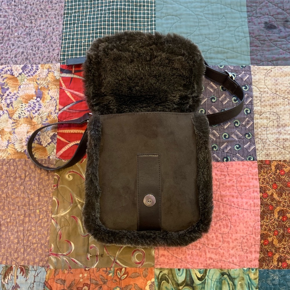 Brown fuzzy wuzzy square bag